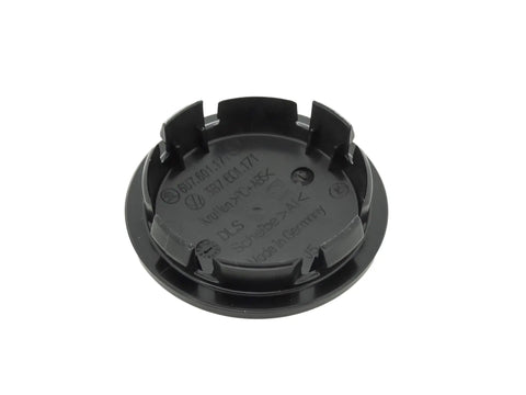 Black VW Wheel Center Hub Cap Replacement For Alloy Wheels With Easy Install Plug And Play Fit Durable Wheel Cover, rear view