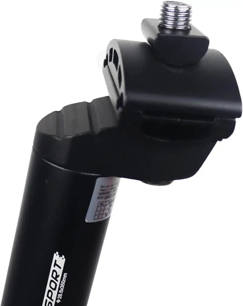 Close-up of Extra Long 440mm Aluminum Bike Seat Post Replacement for BMX MTB and E-Bikes, 6061 alloy, black anodized finish