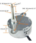 Close-up of 12V AC Synchronous Motor for Fiber Optic Color Wheel CW CCW, 35mm Shaft TYZ42 showing shaft dimensions and details