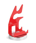 Red TIG welding torch holder with a silver magnet base, front view.