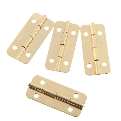 Prime Gold Cabinet Hinges 10 Pack 37X17MM Heavy Duty wood box hardware visible in gold finish, suitable for jewelry chests and toolboxes.