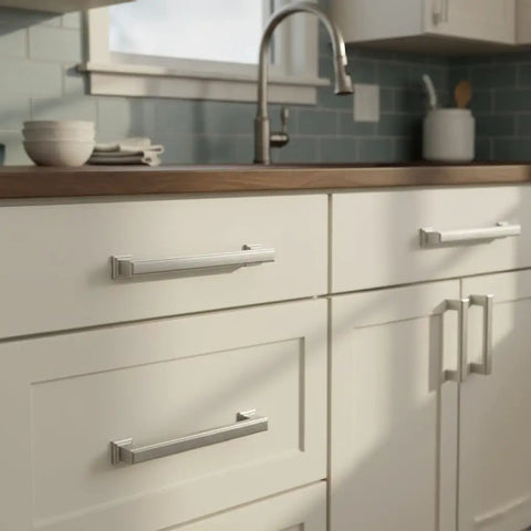 10 Pack Brushed Satin Nickel Cabinet Pulls 3 Inch Hole Center Solid Kitchen Cabinet Handles For Cabinets And Drawers AL3071SN