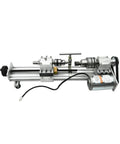 Mini 280W Metal And Woodworking Lathe Stepless Speed Control High Precision Turning Machine For DIY Bead Making Aluminum Alloy Construction, showing side view with motor and components.