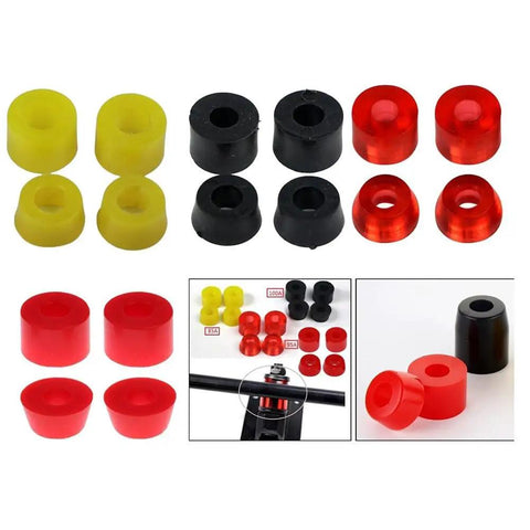 Pivot Tube Bushings Replacement Kit For Skateboards And Longboards Four Piece PU Gasket Kit with tapered cushions in various colors