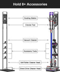 Vacuum Stand For Dyson V15 V11 V10 V8 V7 V6 Handheld Cordless Vacuums with wheels, metal stand holding docking station and tools