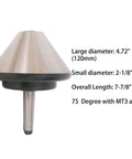 MT3 Bull Nose Live Center for Lathe Rotary Center 75 Degree Morse Taper with MT3 Arbor, viewed from the side with dimensions listed.