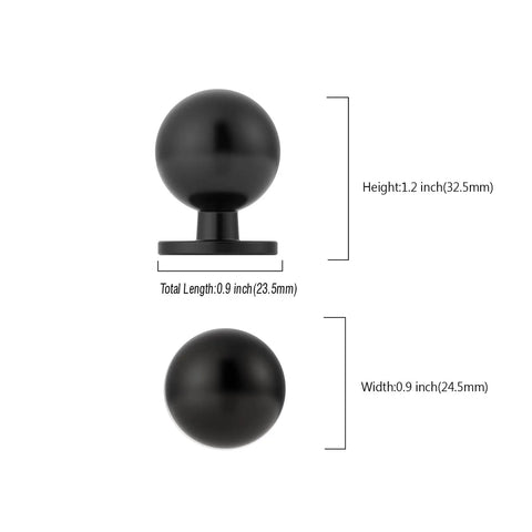 Matte Black Cabinet Knobs 10 Pack 1.2 Inch Round Drawer Knobs For Kitchen And Dresser Cabinets With Screws Included No Fuss Quick Install For Long Lasting Durability, shown front view with 1.2 inch height
