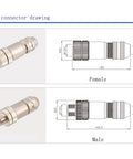 M12 D Code 4 Pin Male Connector With Rugged Shielded Metal Shell Circular Field Assembly IP67 Straight Adapter diagram