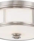 Harbour Point 2 Light Flush Mount Ceiling Fixture in Brushed Nickel with Etched Opal Glass for a Sleek Modern Look