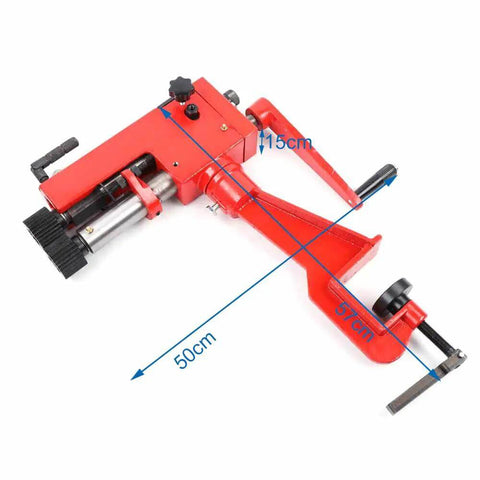 Heavy Duty Sheet Metal Bead Roller With Dies, red hand crank design and dimensions, for 22 Gauge Sheets, 7 Inch Throat Depth RM08
