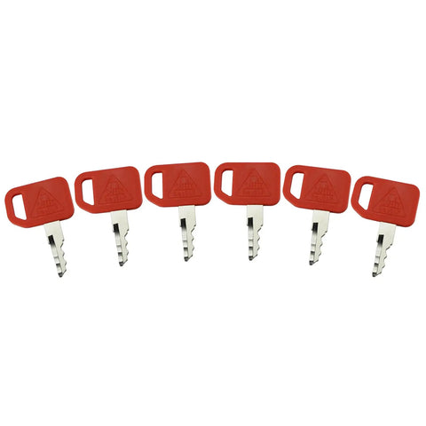 Six Pack Ignition Keys Replacement Set For Skid Steer And Compact Track Loaders Fits 326D 326E 328D 328E 329D 329E 332 332D 332E 333D 333E CT315 319D CT322 323D 329D Cart Loader Models, six red keys