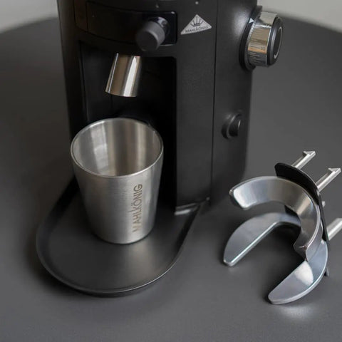 Barista Level Electric Coffee Grinder With Stepless Control And 54Mm Steel Flat Burrs Delivers Hella Consistent Grounds For Quick Home Brewing showing stainless steel cup and grinder features.