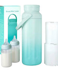 Portable 22oz Stainless Steel Breast Milk Cooler Bottle Keeps Pumped Stash Ice Cold For Up To Twenty Four Hours with two bottles and ice packs.