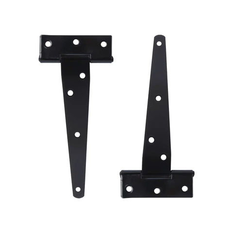 Six Inch T Shape Beefy Rustproof Iron Light Duty Shed Hinge Set For DIY Gates And Doors Durable Black Gate Strap Hinges For Outdoor Use