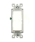 Front view of Decora Rocker 3-Way AC Quiet Switch, 15 Amp, 120/277 Volt, Residential Grade, Grounding, White, 5603-2W.