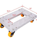 Heavy Duty Aluminum Moving Cart Dolly With 800 Pound Capacity, Four Smooth TPU Swivel Casters With Brakes, Compact Hand Cart For Furniture, Appliances, Boxes, And Heavy Loads, Easy Roll Platform Cart For Quick Moves, 18.1x12 in