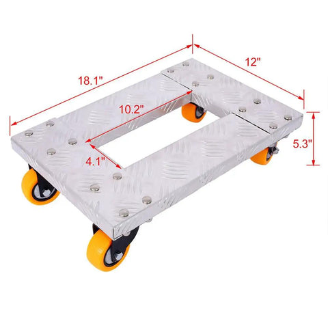 Heavy Duty Aluminum Moving Cart Dolly With 800 Pound Capacity, Four Smooth TPU Swivel Casters With Brakes, Compact Hand Cart For Furniture, Appliances, Boxes, And Heavy Loads, Easy Roll Platform Cart For Quick Moves, 18.1x12 in