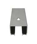 Front view of aluminum track for Commercial Grade Pocket Door Hardware For 2x4 Interior Walls, Top Hung Pocket System With Solid Nylon Wheel, 125 Lb Capacity, For Minimum Door Thickness Of 1 Inch, Designed For 60 Inch Wide Sliding Doors.