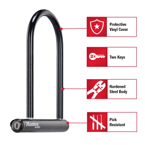 Six And One Eighth Inch Wide U Lock With Eight Inch Shackle For Bikes Heavy Duty Bicycle Lock With Hardened Steel Body Weatherproof Outdoor Security Includes Carrier Bracket For Easy Transport.