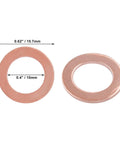 100 Pack M10 Copper Flat Washers Set ID 10mm OD 16mm Sealing Gasket Kit. Image shows two copper washers with measurements.