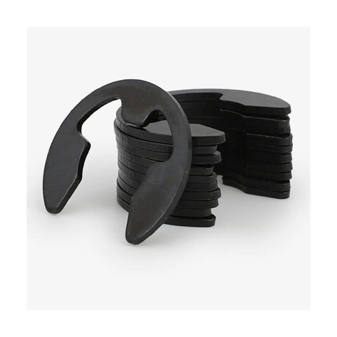 Stack of black E clips from External Retaining Ring Kit 215/225/320 Pcs E Clip Circlip Washer Set Black Carbon Steel For Shafts Bearings