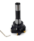 Oscarbide indexable end mill with R8 shank, 3in dia, 6in length, 90°, 5-flute carbide inserts; hex wrench included
