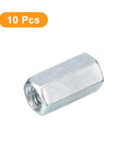 M6 Hex Coupling Nuts Set, 10 Pack, Galvanized Carbon Steel Threaded Rod Couplers For Furniture, Electronics, And Industrial Projects, Built Tough For Any DIY Build, 10mm Across Flats
