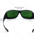 Kick Your Tanning Routine Up A Notch With These Broad Spectrum Laser Safety Glasses Featuring Green Lenses To Shield Your Peepers From Uv And Infrared Beams Ansi Certified, showing dimensions.
