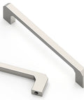 10 Pack Brushed Satin Nickel Cabinet Pulls 5 Inch 128mm Modern Kitchen Cabinet Hardware Handles, solid metal, front view.
