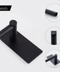 Close-up details of 32 Inch Self Adhesive Towel Bar For Bathroom No Drill Wall Mounted Rustproof SUS304 Stainless Steel Matte Black Hand Towel Holder Kitchen Bath Organizer Easy Install Strong Hold showing matte finish and rounded edges.