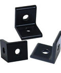2 Hole Black 90 Degree Inside Corner Bracket Kit For 2020 Aluminum Extrusion 20x20 Profile With 6mm Slot in close-up view