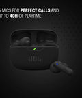 Vibe Beam 2 True Wireless Earbuds With Active Noise Cancelling And Smart Ambient Four Microphones For Crystal Clear Calls Dope Pure Bass Sound Up To 40 Hours Of Playtime IP54 Dust And Water Resistant Black, shown in charging case