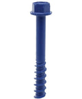 Blue Concrete Anchor Screws 1/4 Inch By 2.75 Inch Hardened Carbon Steel Masonry Fasteners Anti Rust Finish close-up view.