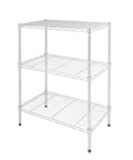 Heavy Duty Three Tier Wire Shelving Rack With Adjustable Chrome Metal Storage Shelves Featuring 750 Lb Capacity Built Like A Tank, side view.