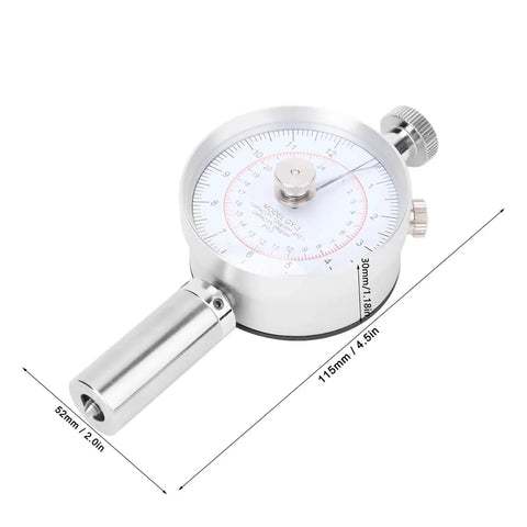 Real Deal Fruit Hardness Tester Penetrometer For Big League Orchards With Dual Probe Setup and Top Shelf Ripeness Measurement Solid Agricultural Gear showing dial and probe.