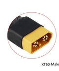 Close-up of an XT60 male connector, part of 4 Pack XT60 To XT90 Battery Adapter Connectors For RC Lipo, ESC And Charger.