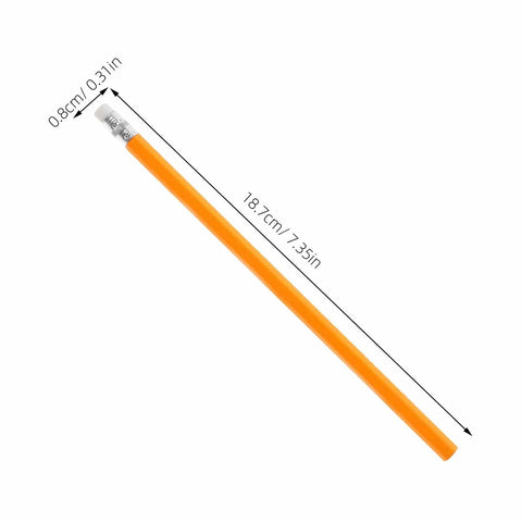 Single orange HB carpenter marking pencil with white eraser tip, measuring 18.7cm, part of 10 Pack HB Carpenter Marking Pencils With White Eraser Tip For Woodworking, Construction And Office Use, Heavy Duty Graphite Pencils For Clear Marks On Wood, Concrete, Ceramic And Paper.