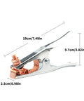Heavy Duty 500 Amp Power Welding Ground Clamp With Copper Plated Jaw And Braided Shunt Wire measures 19cm, ideal for welder grounding.
