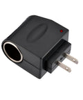 Universal AC To DC Power Converter That Brings House Current To Your Automotive Gear Straightforward Plug And Play Setup Works Like A Champ For Car Vacuums Air Pumps And Coolers In Bold Black, close-up view showcasing the black casing and plug design.