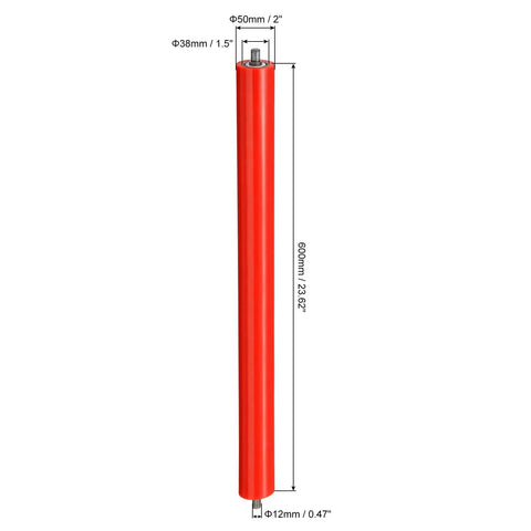 Polyurethane Coated Conveyor Roller 2 Inch Diameter And 24 Inch Length With Galvanized End Red Finish Heavy Duty Industrial Replacement