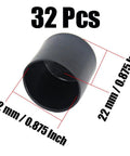 Thirty Two Piece Rubber Chair Leg Tips Seven Eight Inch Round Furniture Glide Caps Non Scratch Floor Protectors showing black cap with size details.