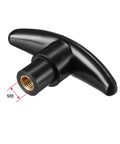 T Knob Drawer Cabinet Handle With M8 Diameter Female Thread, Round Black Metal Insert, Screw On Design, Easy Install