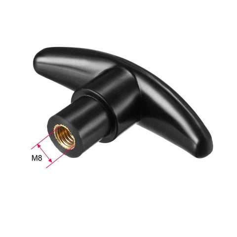 T Knob Drawer Cabinet Handle With M8 Diameter Female Thread, Round Black Metal Insert, Screw On Design, Easy Install