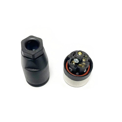 Five Pin B Code Female M12 Field Wiring Connector Industrial Circular Sensor Adapter, straight type, open view showing contacts and PA6 shell