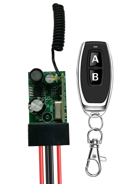 Beefy 12V Wireless Remote Control Relay Switch With 328 Foot Range showing circuit board and remote
