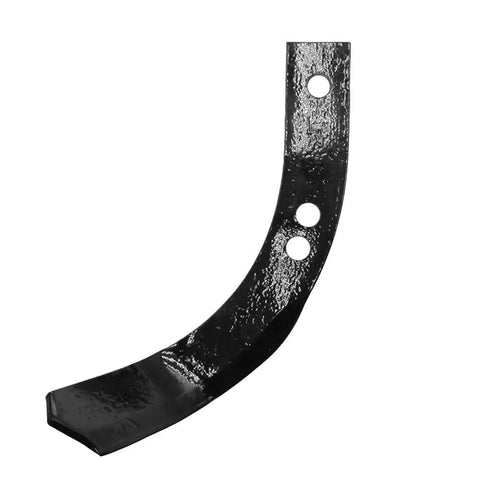Close-up of black tine from 12 Piece Tiller Tine Set Replacement for Troy Bilt Horse 4460J 4459J 6554J 6555J, showing mounting holes.