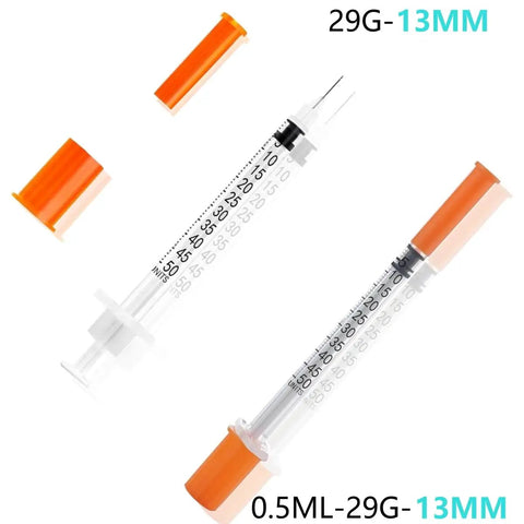 Rugged 10 Pack Half Ml Syringes Matched With 29 Gauge Half Inch Needles offer accurate liquid measurement with 29G tips.