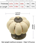 Super Slick Vintage Ceramic Pumpkin Cabinet Knobs 6 Piece Set, ivory 40mm round drawer pull for kitchens and bathrooms.