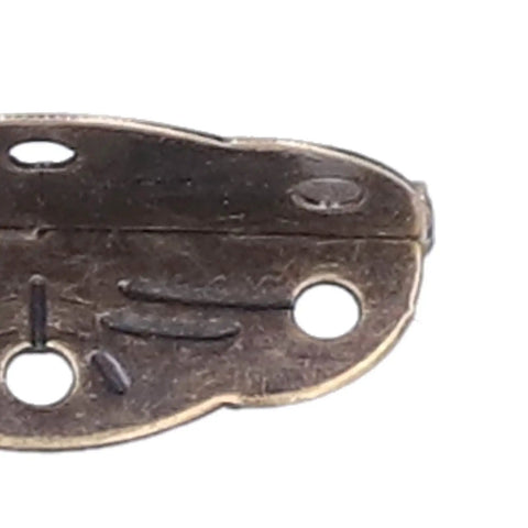 Close-up of a single bronze finish hinge from 100 Pack Bronze Finish Mini Box Hinges For Wooden Jewelry Boxes, Doll Houses, And Small Cabinets.