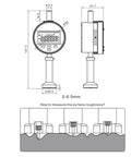 Diagram of Handheld Digital Surface Roughness Tester and Profilometer 0 To 6.5mm Range showing measurements and usage illustration.